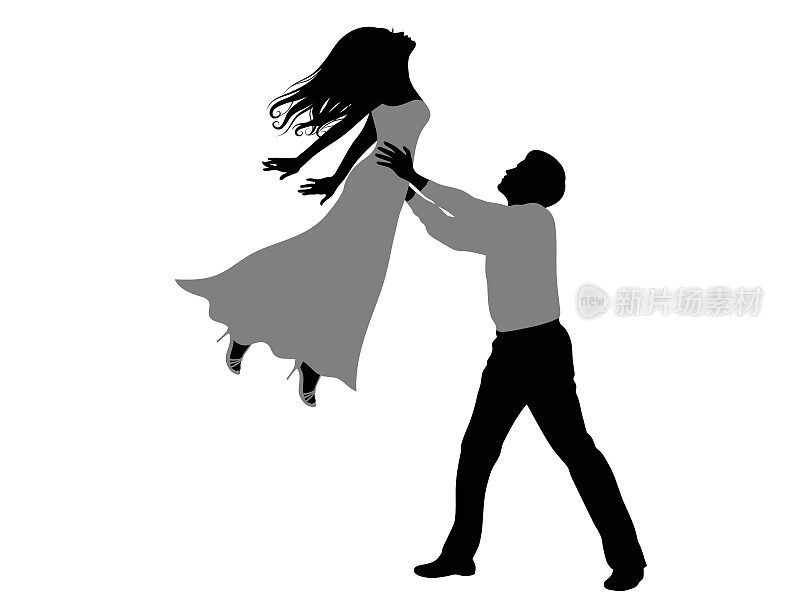 Silhouette of a man holding a woman.